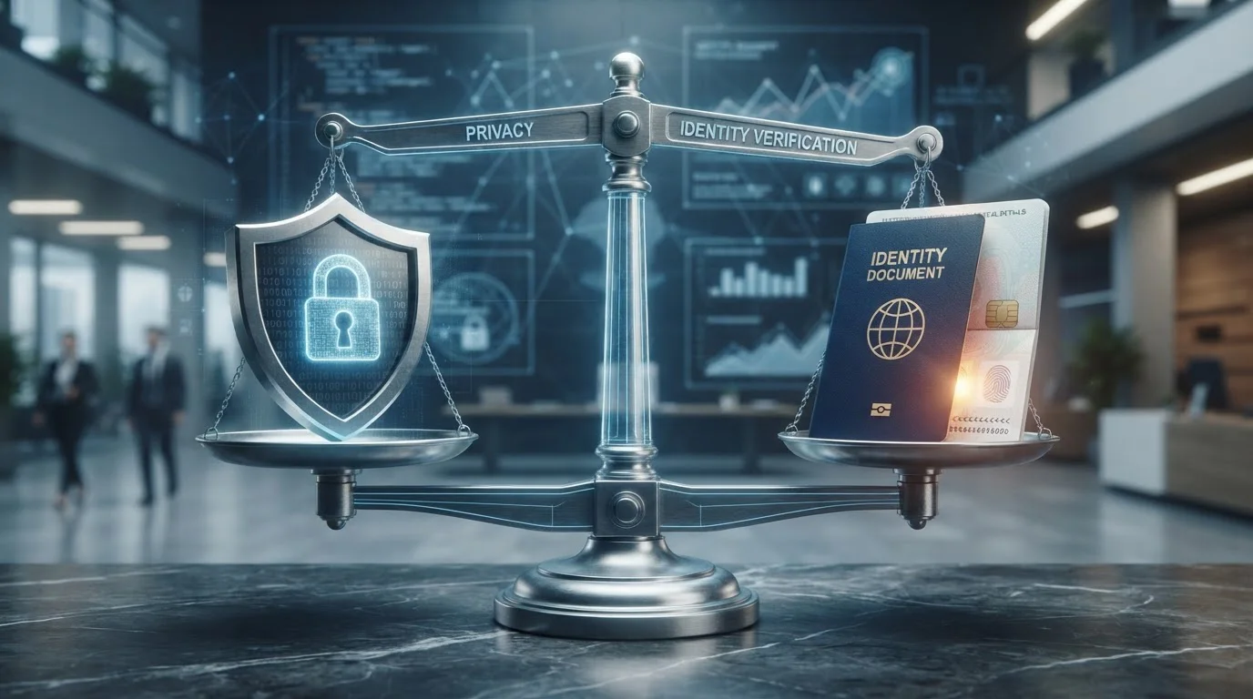 Štít symbolizující soukromí a pas symbolizující KYC