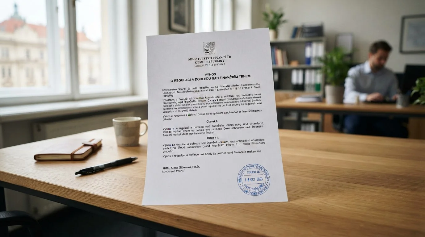 Dokument s oficiálním razítkem Ministerstva financí ČR
