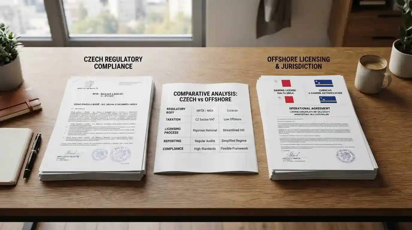 Srovnání české licence MFČR a offshore Curacao MGA