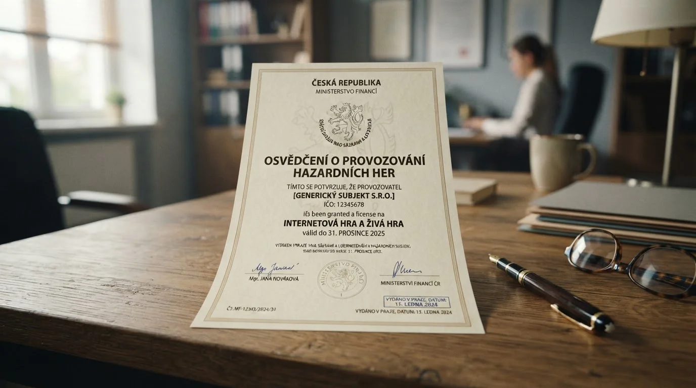 Dokument s českou licencí pro online gambling