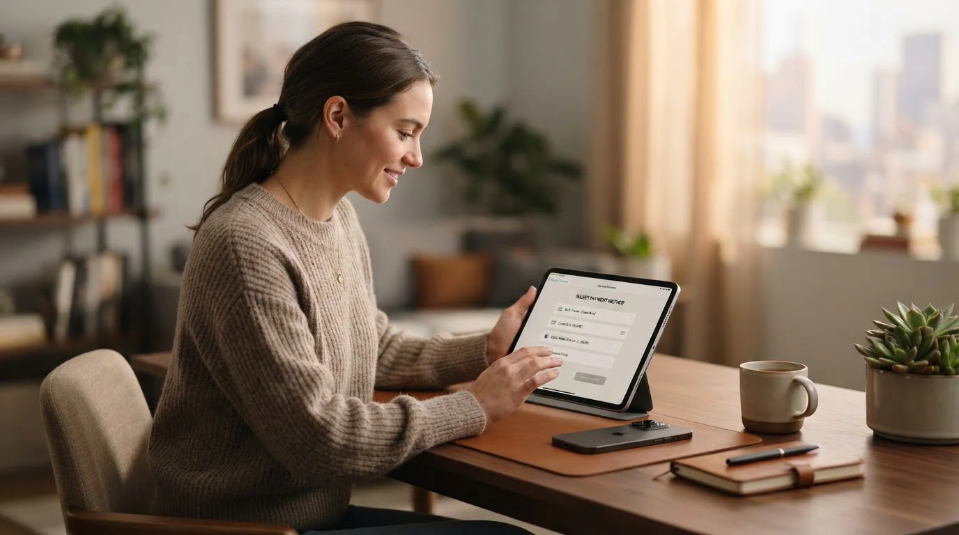 E-peněženka rozhraní na tabletu s digitálními platebními možnostmi