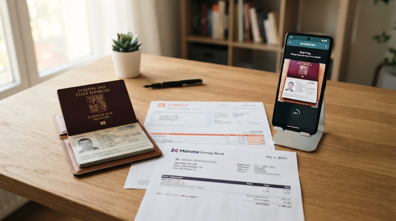 Dokumenty pro KYC verifikaci — pas a potvrzení adresy