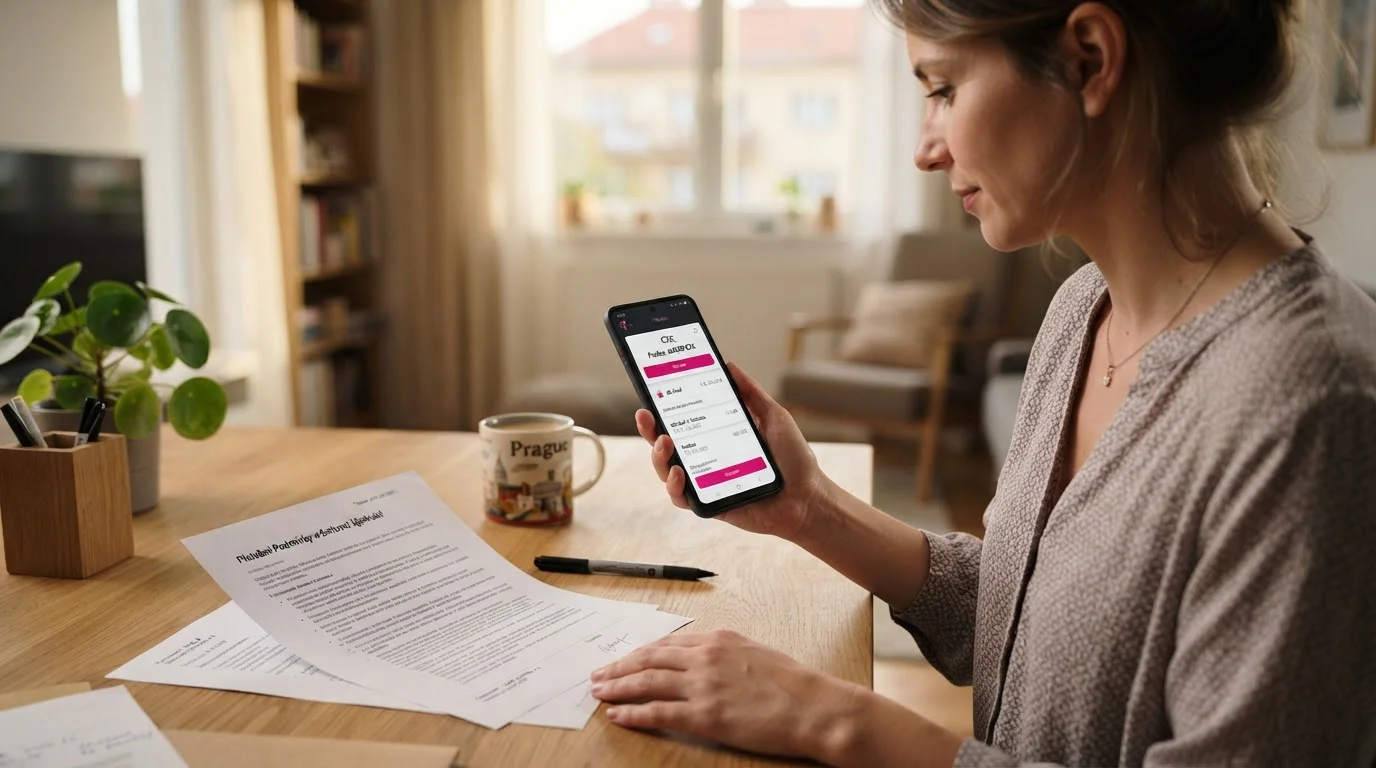 M-platba T-Mobile systém na smartphonu s platebními podmínkami