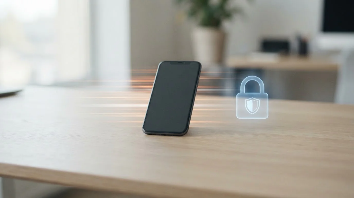 Chytrý telefon s platební aplikací a symboly rychlosti a bezpečnosti