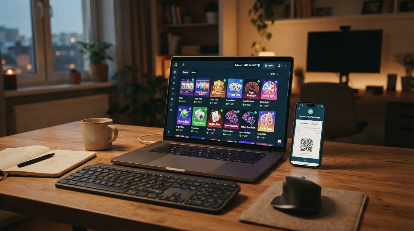 Online kasino s vkladem přes Tether USDT na notebooku