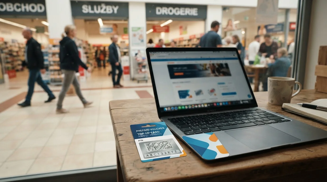 Předplacená platební karta Paysafecard s PIN kódem na stole