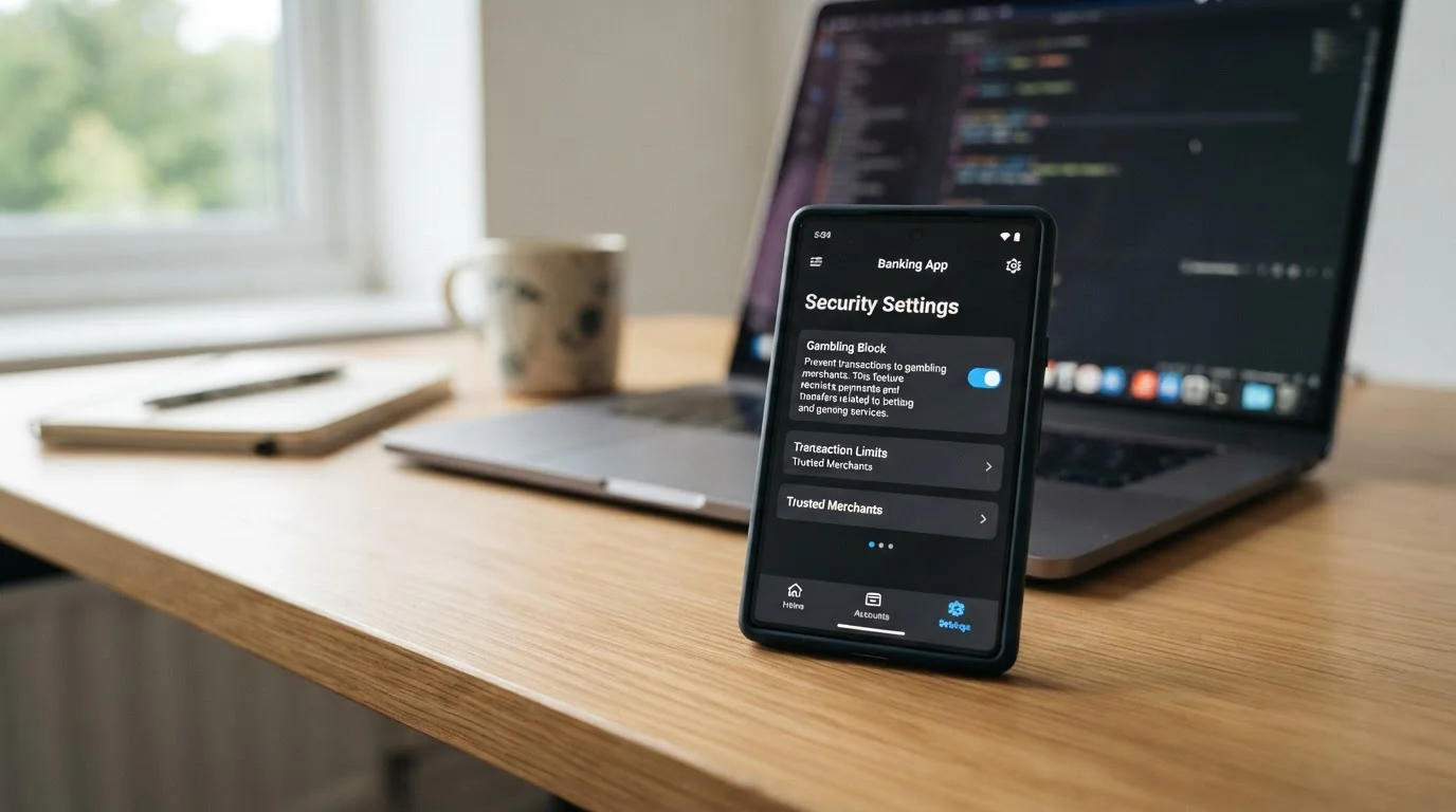 Revolut aplikace s nastavením blokování hazardu
